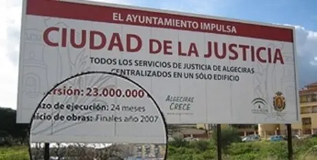 Ciudad de la justicia cartel de la verguenza