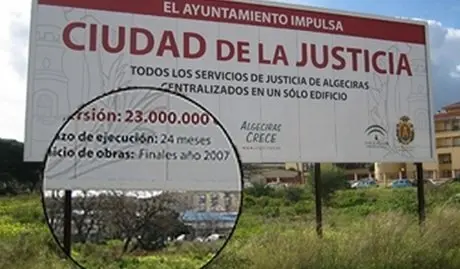 Ciudad de la justicia cartel de la verguenza