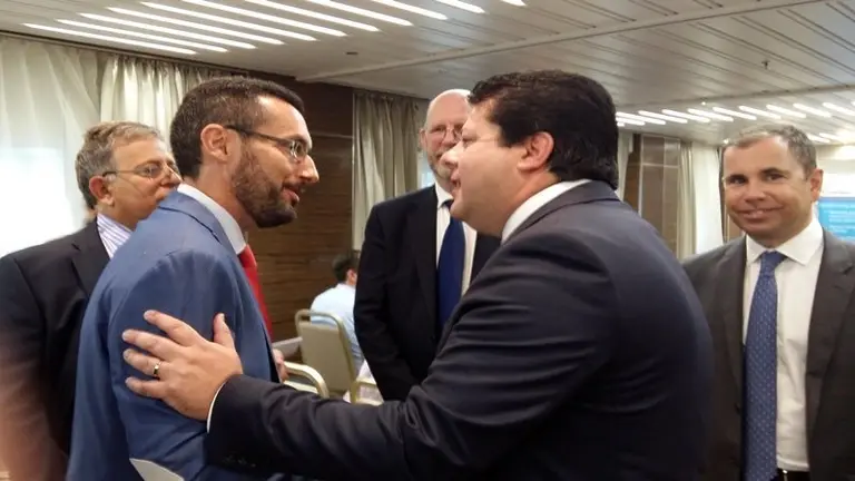 Juan Franco y Fabian Picardo en la C&aacute;mara de Comercio de Gibraltar