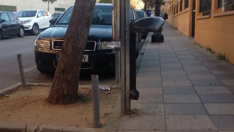Papeleras rotas en la calle Millan Picazo