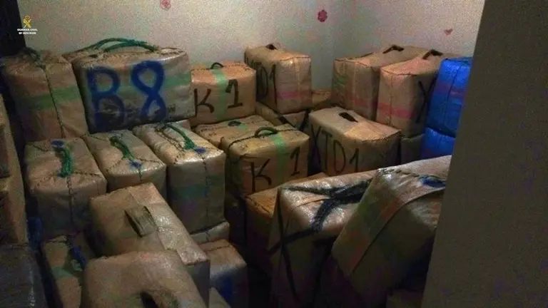 Parte de la droga intervenida en la operaci&oacute;n realizada por la Guardia Civil
