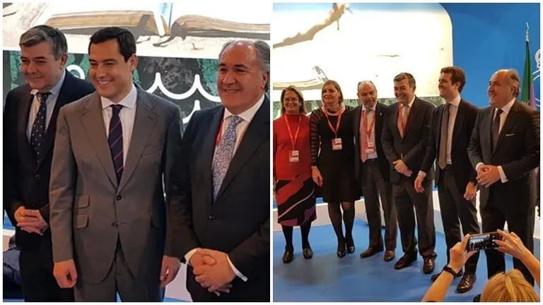 Juanma Moreno y Pablo Casado en el stand del Campo de Gibraltar