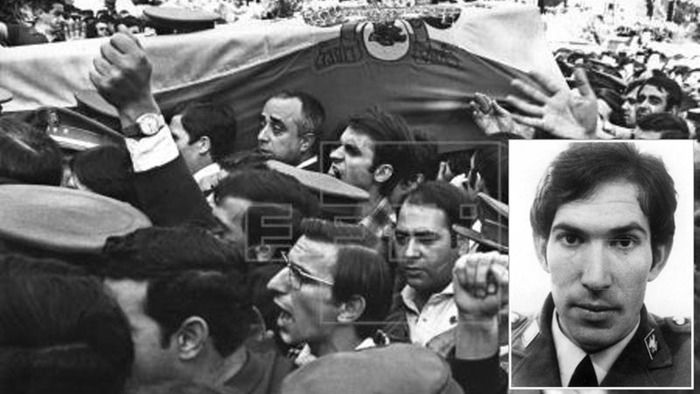 1975 Funeral  por el asesinato del Policia Armado Diego del R&iacute;o Martin