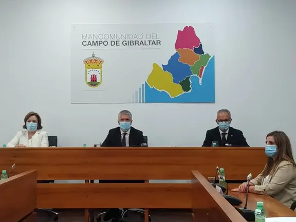 Marlaska en la Mancomunidad de Municipios del Campo de Gibraltar cuando anunci&oacute; la pr&oacute;rroga del Plan Especial