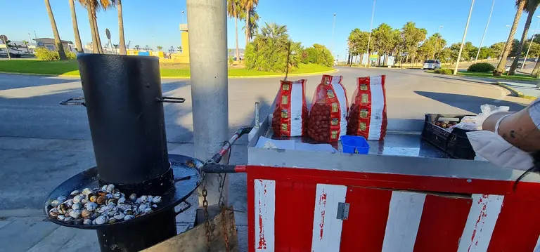 puesto de casta&ntilde;a en la rotonda del varadero