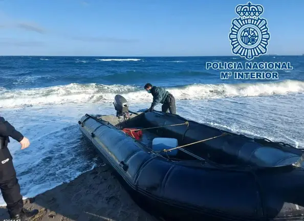 Una narcolancha intervenida por la Polic&iacute;a Nacional en una imagen de archivo