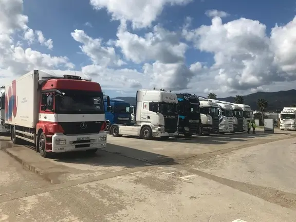 Paro de camiones en Los Barrios durante la anterior movilizaci&oacute;n