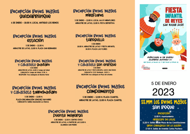 Calendario de actividades de Reyes Magos en San Roque