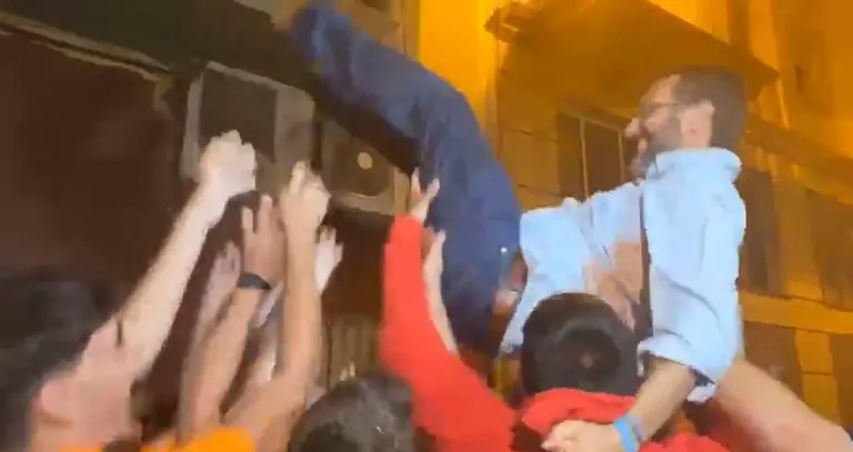 Celebraci&oacute;n de la victoria electoral de Juan Franco
