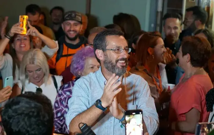 Juan Franco durante la celebraci&oacute;n de su victoria electoral