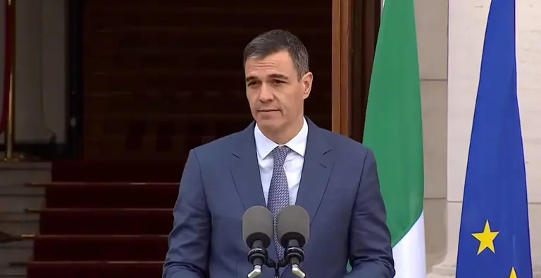 Pedro S&aacute;nchez, ayer en Dublin