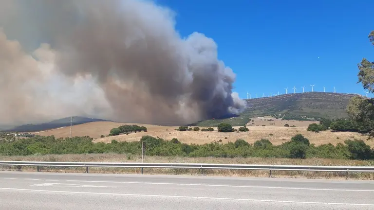 Incendio en el monte La Pe&ntilde;a, en Tarifa