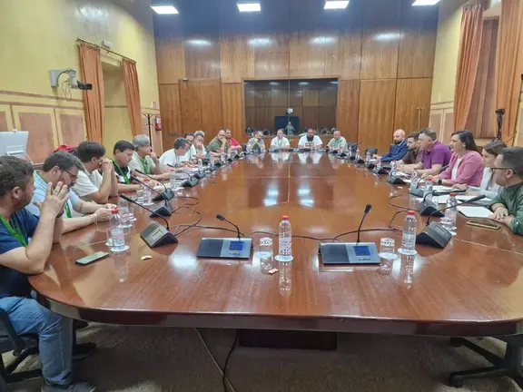 Trabajadores de Acerinox junto a representantes pol&iacute;ticos en el Parlamento Andaluz