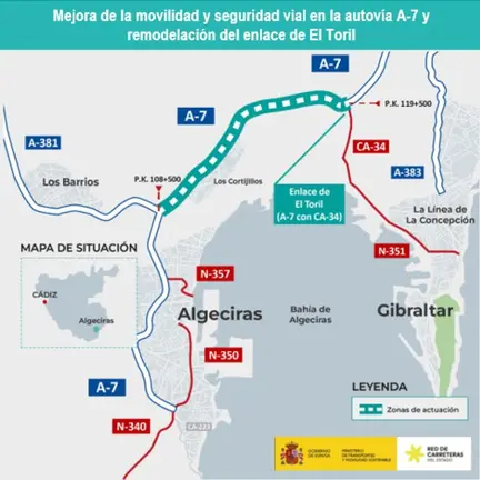 Mapa del proyecto de tercer carril en la A-7