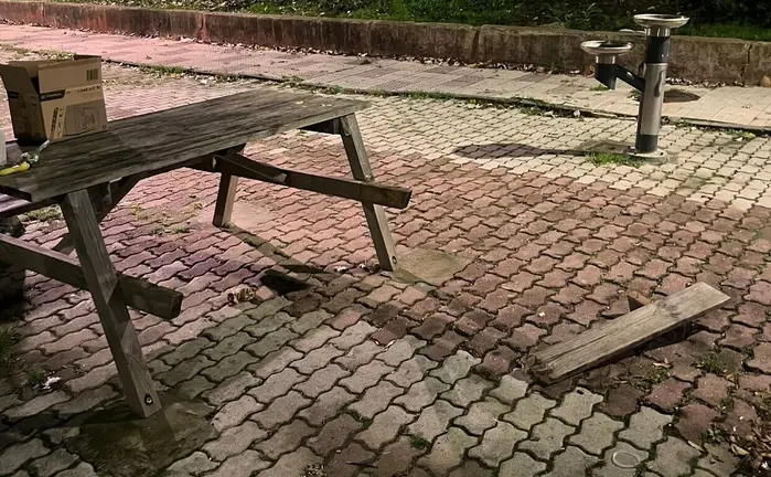 Destrozos en el mobiliario urbano de San Jos&eacute; Artesano