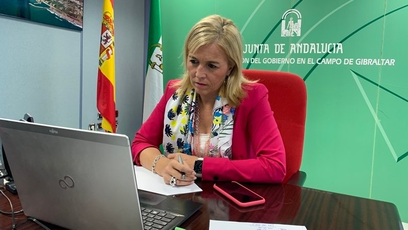 Eva Pajares durante el encuentro virtual con los empresarios
