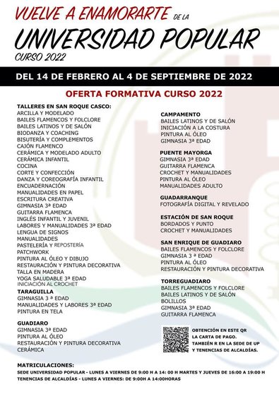 Cartel de la Oferta Formativa de la UP 2022