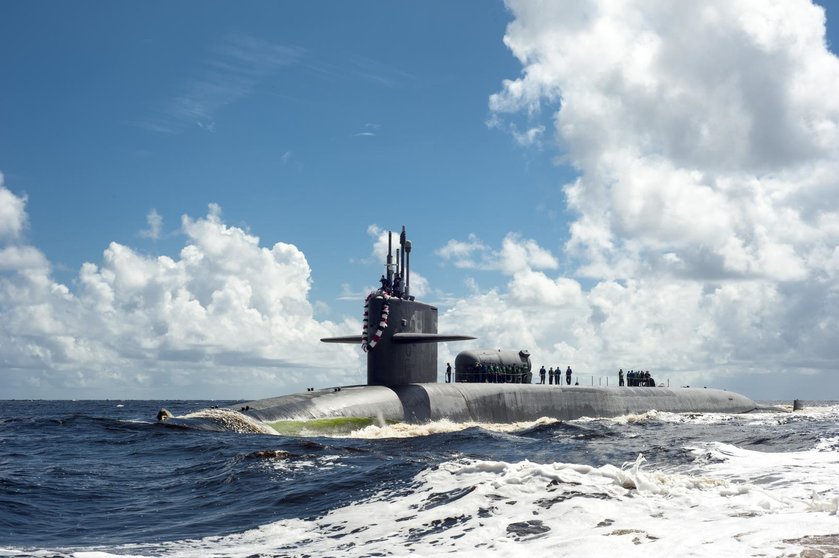 (120715-N-FG395-033) FERNANDINA BEACH, Fla. - The Ohio-class guided missile submarine USS Georgia (SSGN 729) transits the Saint Marys River July 15. Georgia returned to Kings Bay after spending more than a year forward deployed.  (U.S. Navy photo by Mass Communication Specialist 1st Class(SW) James Kimber)