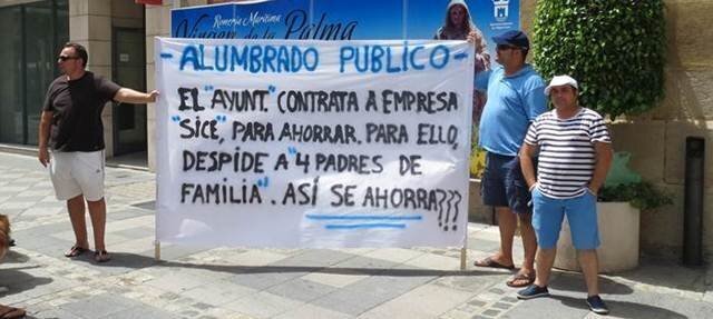 Protesta ex trabajadores de Sice, Alumbrado publico, Ago2013