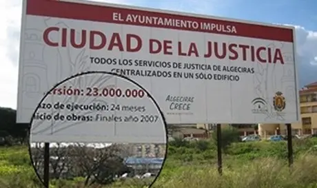 Ciudad de la justicia cartel de la verguenza
