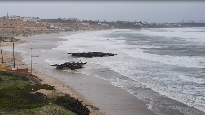 Mejilloneras arrastradas por el temporal en la playa de Getares 29012018