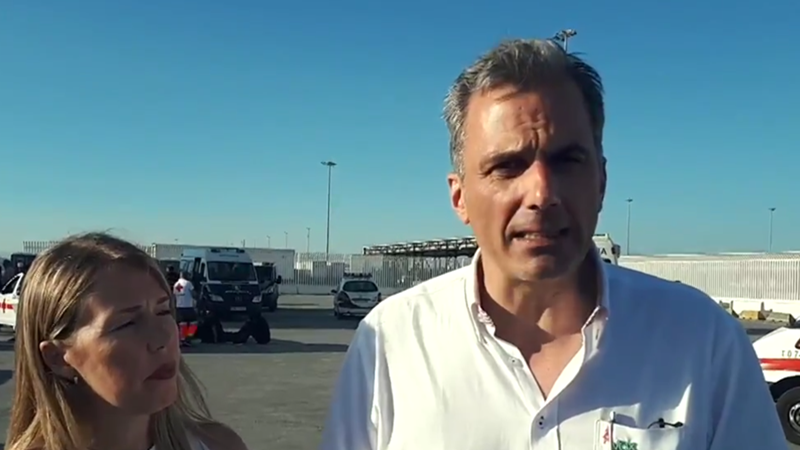 Ortega Smith, en el Puerto de Algeciras