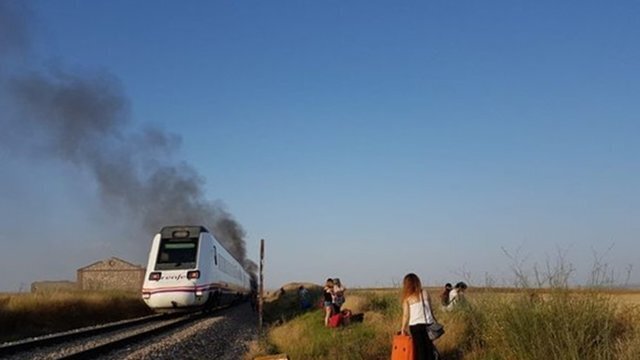 Tren ardiendo en Extremadura
