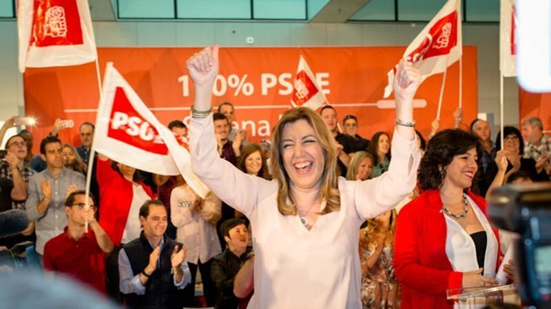 Susana Díaz durante un mitin del PSOE