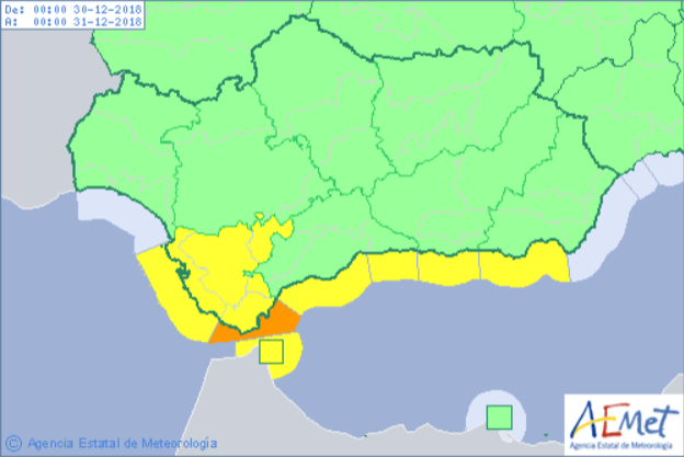 Mapa de avisos de la AEMET