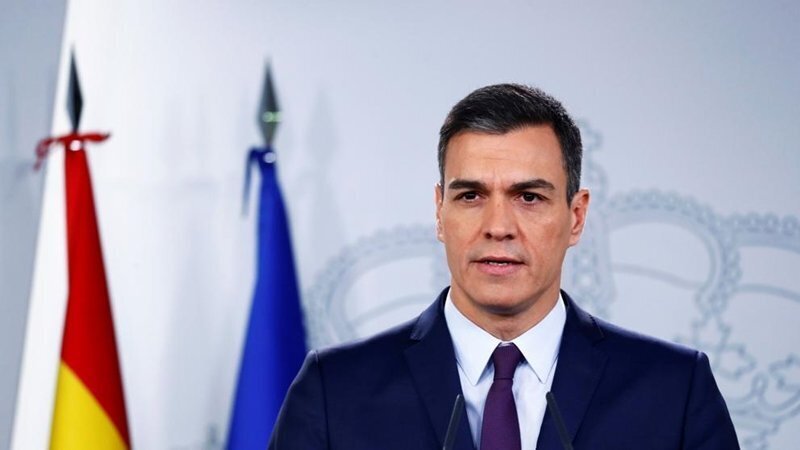 Pedro Sánchez durante su anuncio