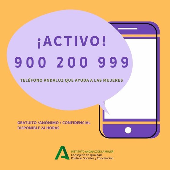 Gráfico con el teléfono del IAM (Instituto Andaluz de la Mujer)