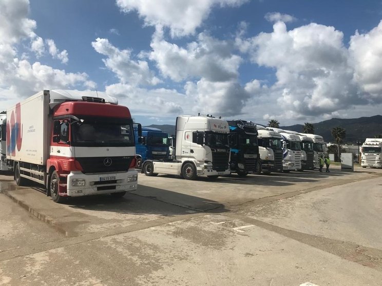 Paro de camiones en Los Barrios durante la anterior movilización