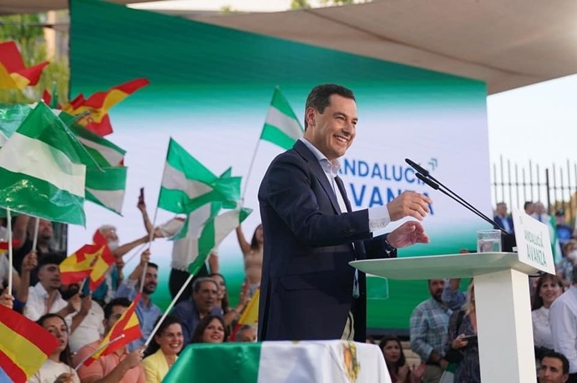 Juanma Moreno, durante la apertura de campaña