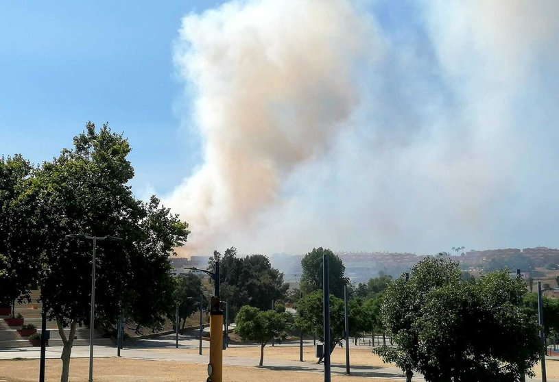 Fuego en San Bernabé visto desde el Parque Feria