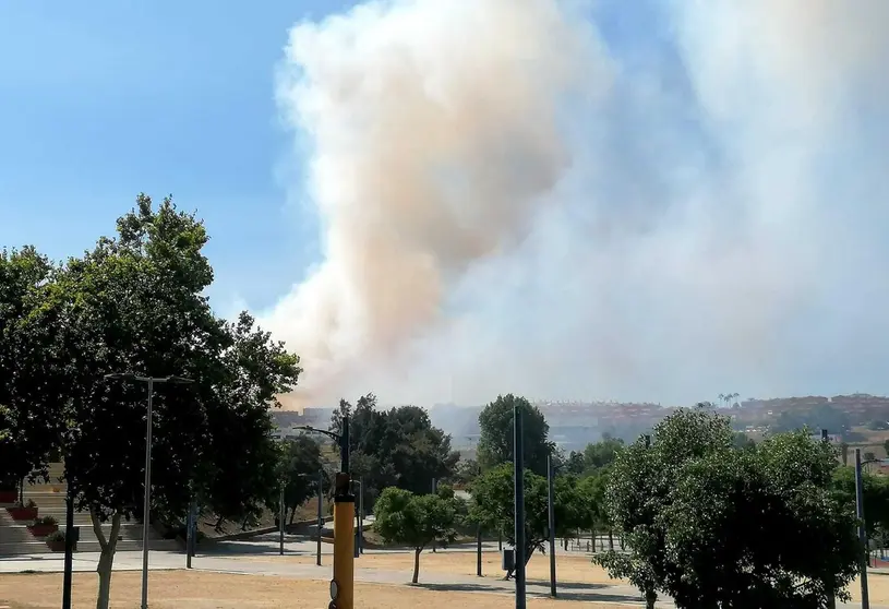 Fuego en San Bernab&eacute; visto desde el Parque Feria