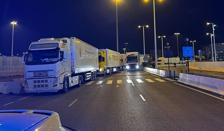Camiones en los accesos al puerto