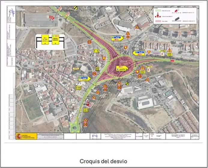 Croquis de los desv&iacute;os de tr&aacute;fico por las obras en el acceso sur del Puerto de Algeciras - MITECO