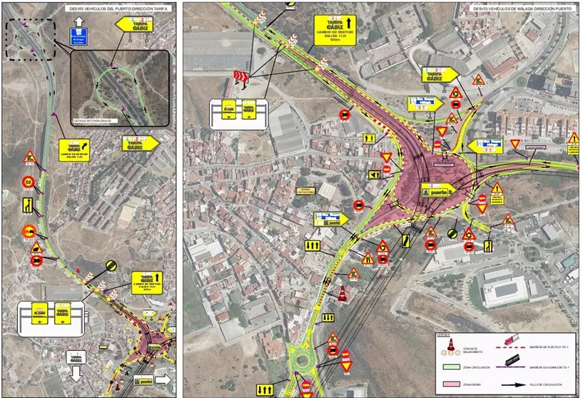 Imagen de las afectaciones que se producir&aacute;n por las obras de acceso al puerto de Algeciras - MINISTERIO DE TRANSPORTE