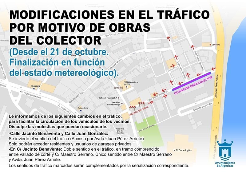 Cartel calles limpieza colector